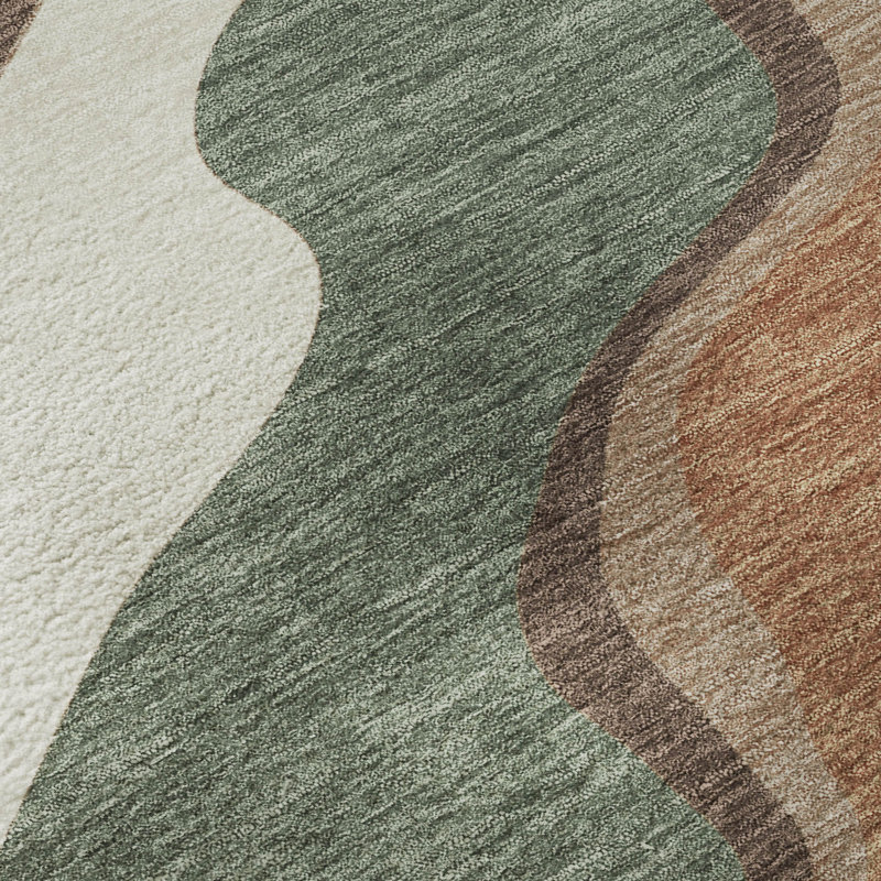 Tapis abstrait lavable à la machine de qualité supérieure Mayfield AMF2386, 8 pi x 10 pi