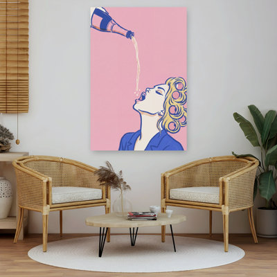 Champagne Pop Art Party Retro Vintage Wall Art Print by Andreas Magnusson - Wrapped Canvas Print