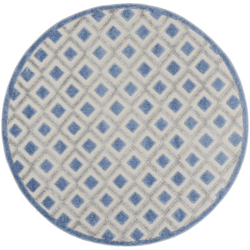 Andoche Houndstooth Indoor Rug, Round 4'