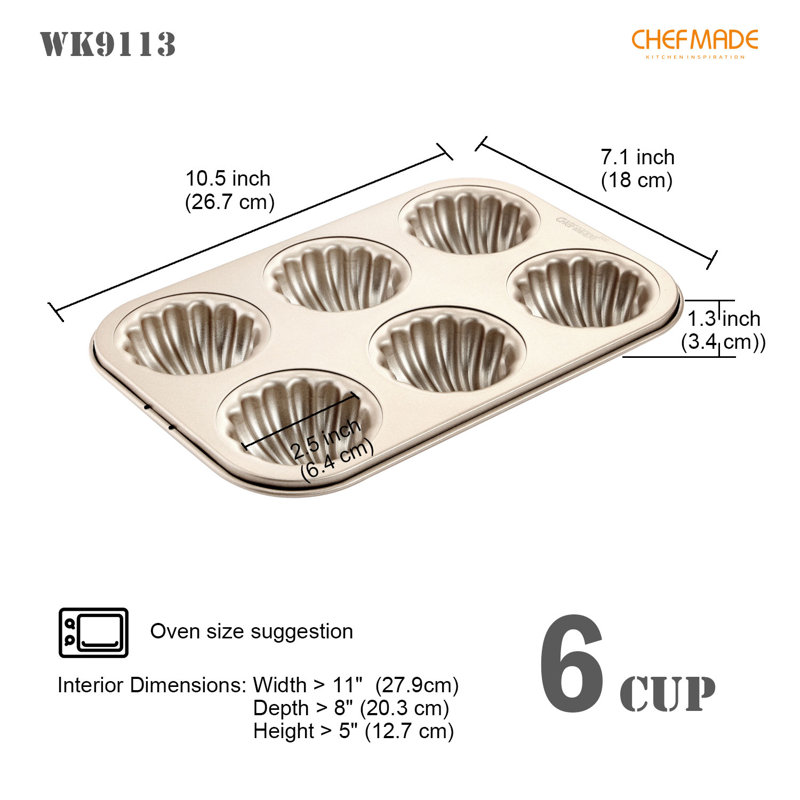 CHEFMADE 6 Cavity Madeleine Mold Cake Pan