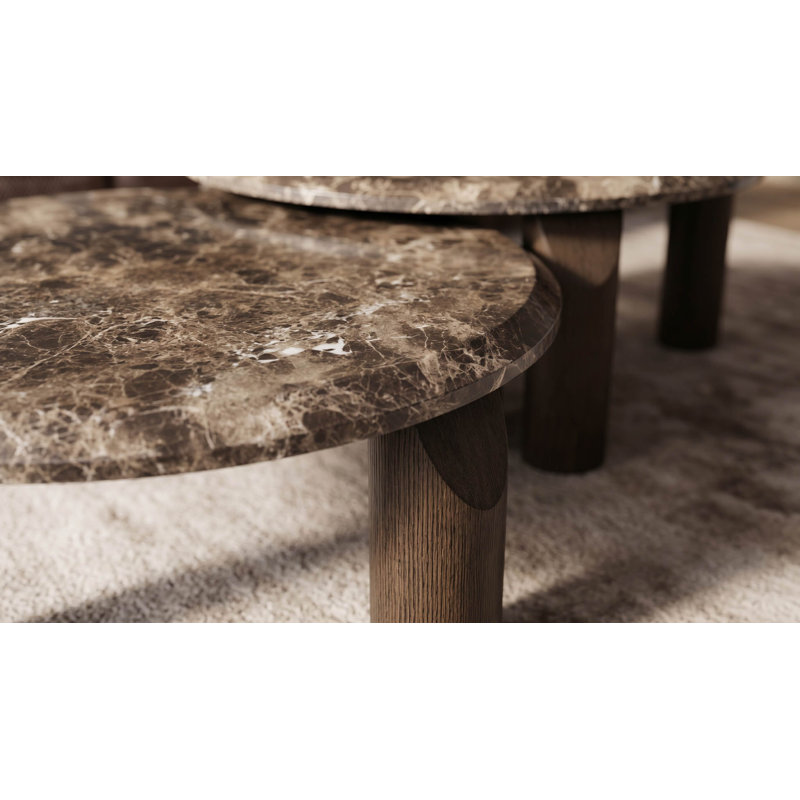 Vienna Marble Cocktail Table, Brown, Dark Emperador, 13" H x 38" L x 38" W