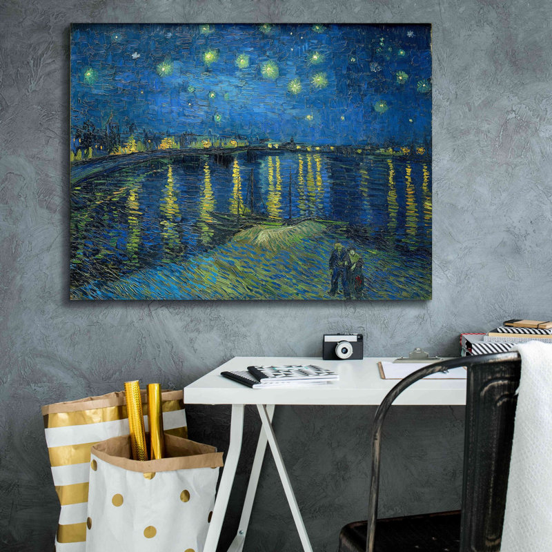 «Starry Night Over the Rhone» par Vincent VanGogh, art mural sur toile, H 26 po x l 34 po x P 1,5 po