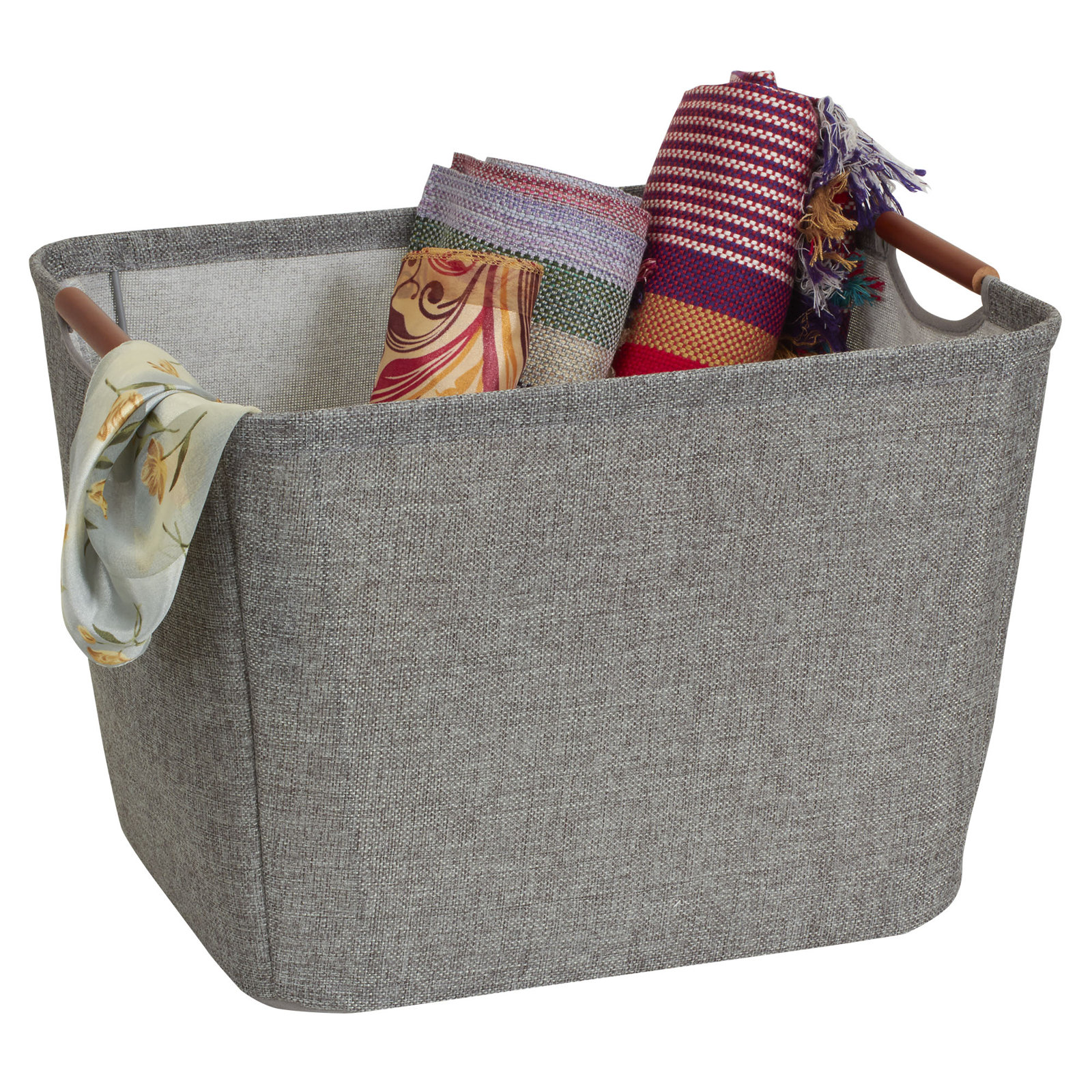 Fabric Decorative Bin 1, 11" H x 16" W x 13" D, Gray