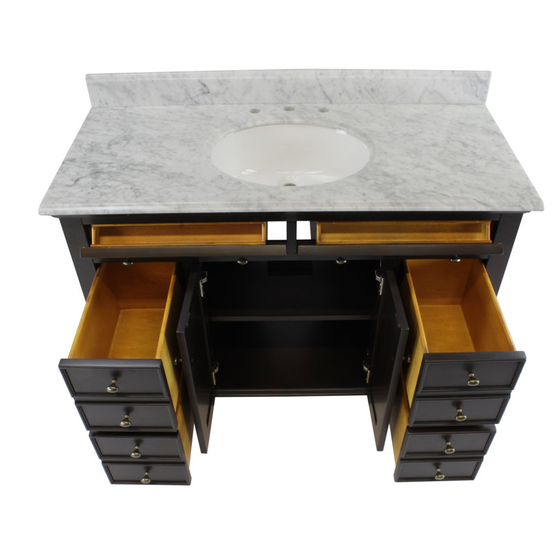 Chauvigny 48 " W Freestanding Standard With Marble Top, Espresso