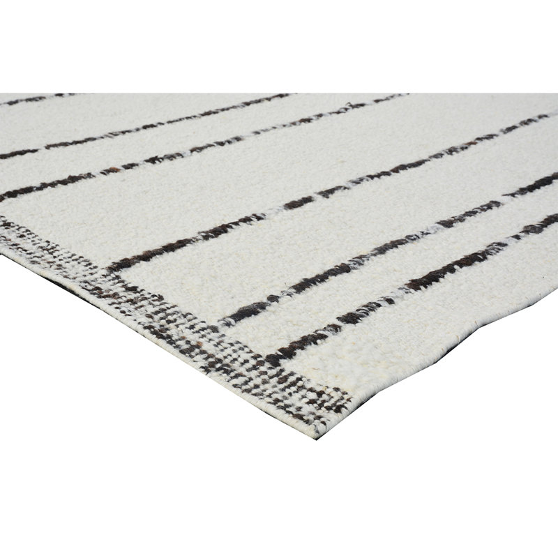 Wool Striped Area Rug in Ivory, Rectangle 10' x 14'