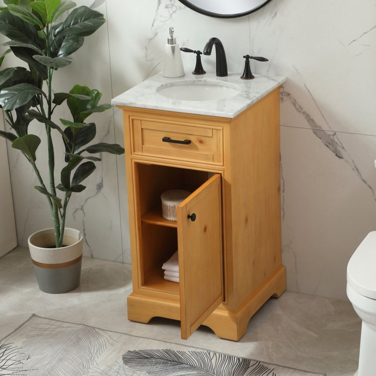 Hermes 19'' Single Bathroom Vanity, Natural Wood