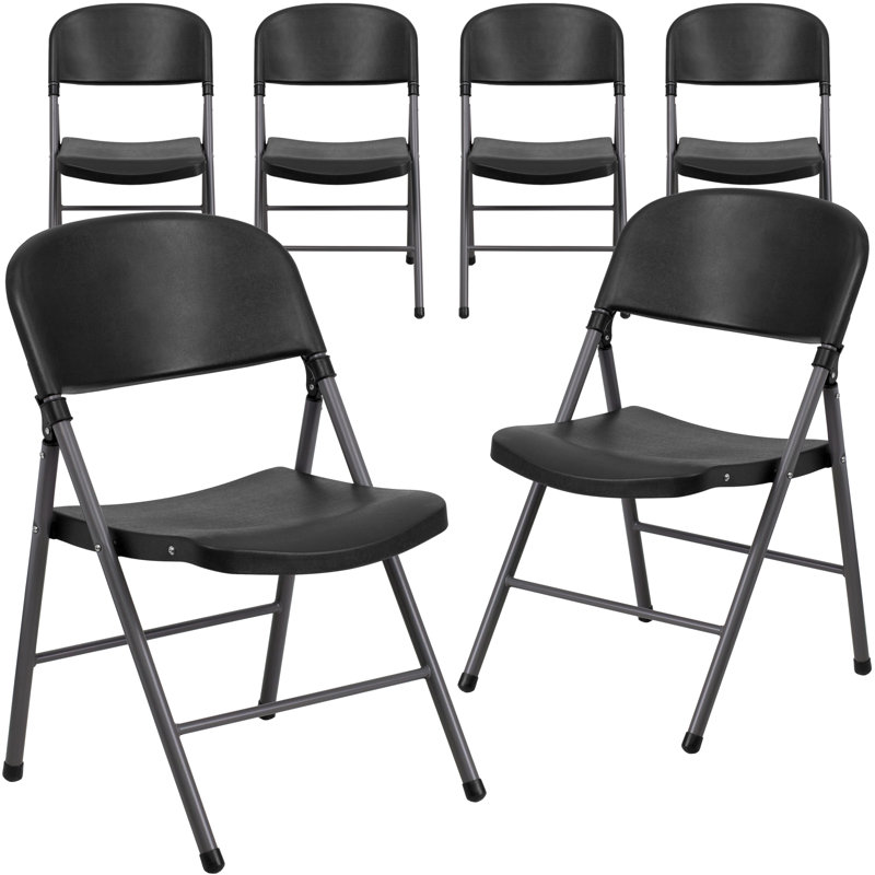 Zella Plastic Folding Event Chairs, Black 