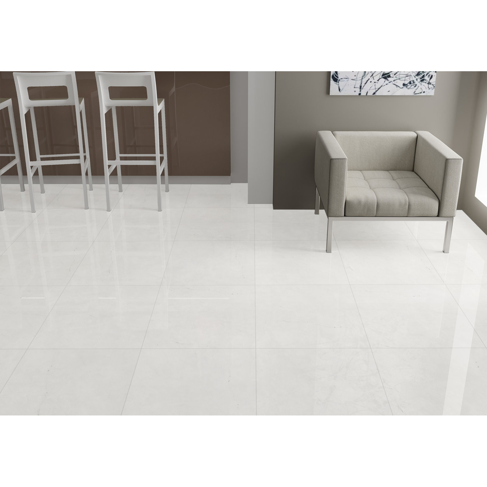 Azira 24" x 24" Porcelain Stone Look Tile, Polare