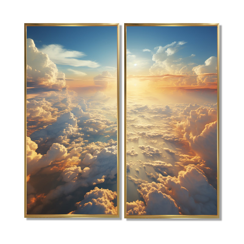 Sky Whispering Clouds - Peach, impressions d'art traditionnel sur toile, H 40 po x l 40 po, Doré