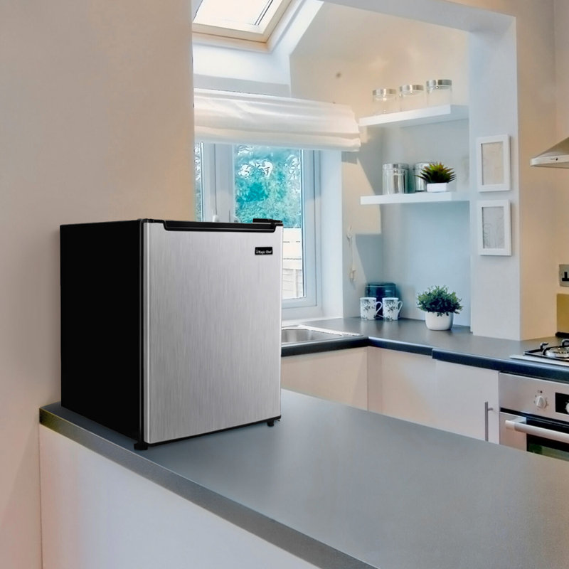 Magic Chef 1.7 Cubic Feet Refrigerator, Stainless Steel