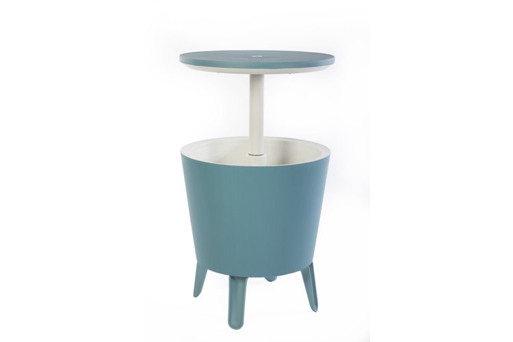Blue pop-up cooler and side table combination