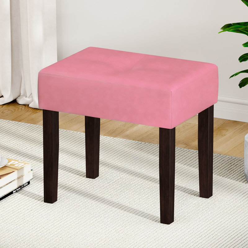 Tabouret de repose-pieds rectangulaire en cuir Nakendra, H 18,8 po x l 19,84 po x P 13,94 po, Pink