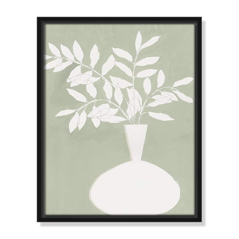 «Sage Vase II» par Aria K, 12.5'' W x 15.5'' H, Framed Canvas, Black Floater