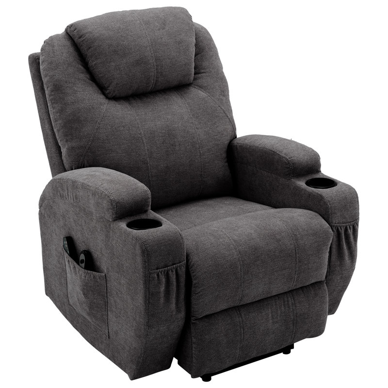 Fahimul Upholstered Heated Massage Chair, Grey, Polyester Blend