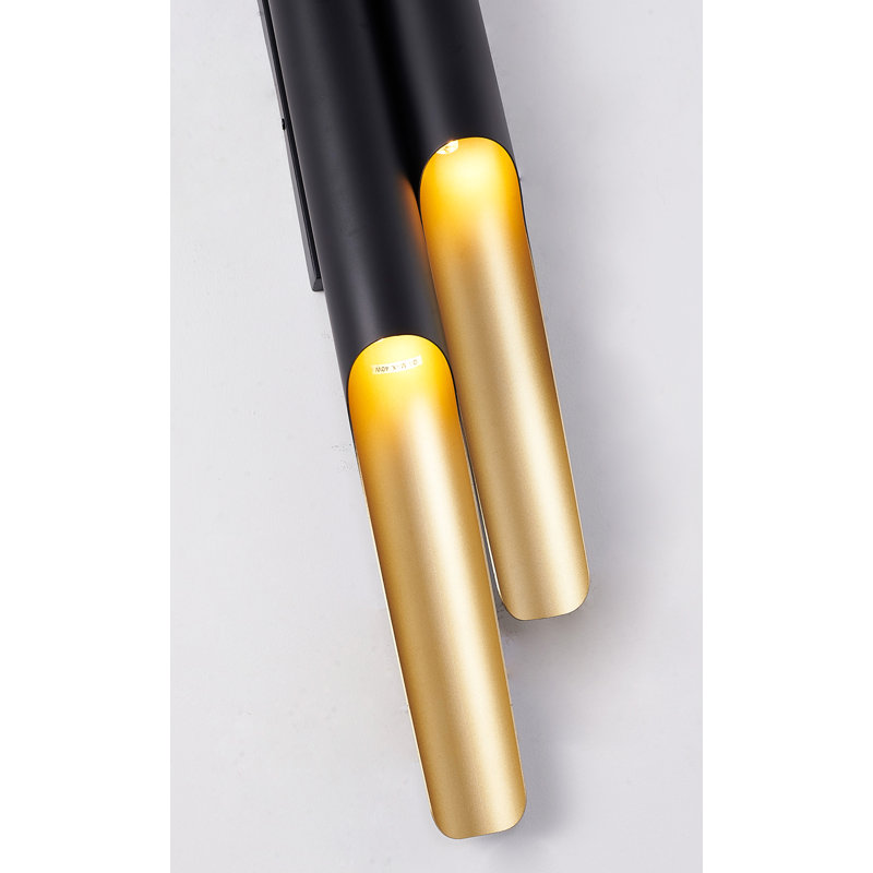 Modern 4 Light Sleek Black and Gold Wall Sconce