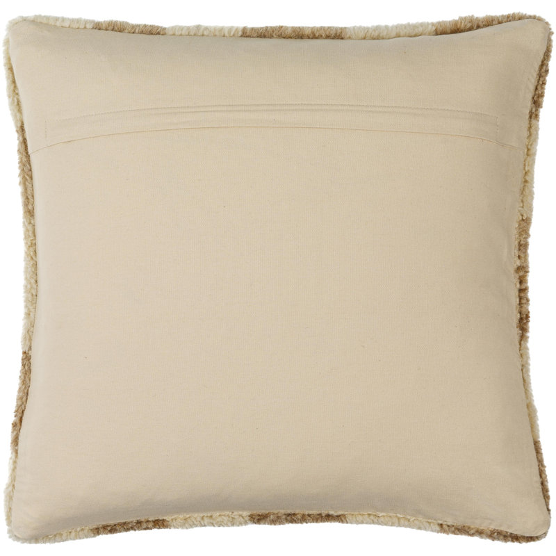 Raven Wool Blend Throw Pillow, Down, 22" x 22", Ivory