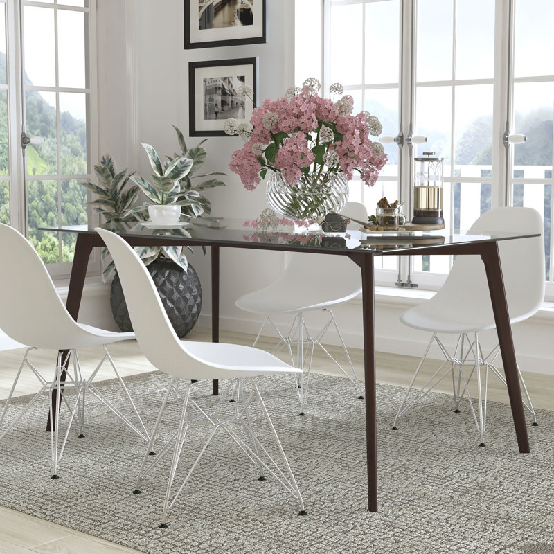 35.25'' x 59'' Solid Wood Table with Clear Top, Walnut