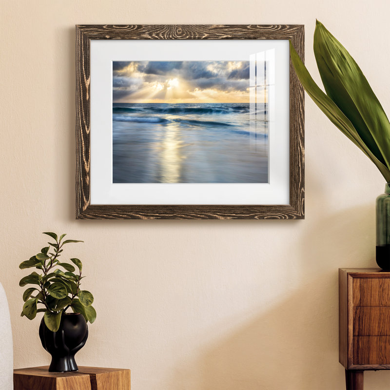 " Cloudscape Shore ", 24" H x 18" W x 1.5" D, Walnut Framed