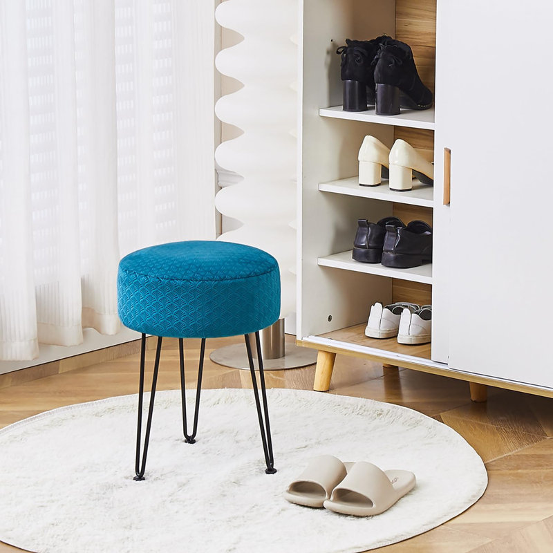 Vanity Accent Stool with Metal legs, Sarcelle