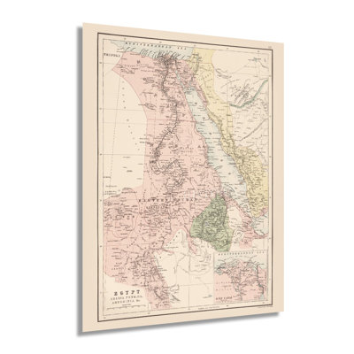 1885 Égypte, affiche de carte sur papier
