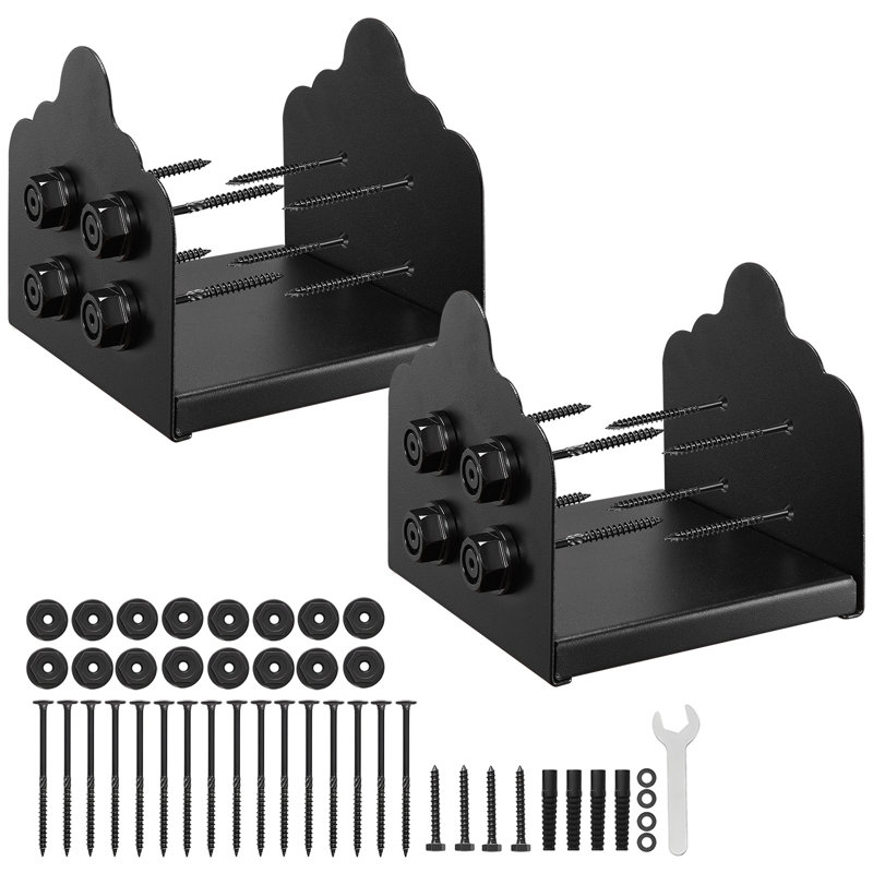 Base de poteau 8 x 8, supports de poteaux intérieurs de 200 x 190 mm, poteaux de terrasse en acier au carbone robustes, supports de poteaux en bois pour plaque de base de support de rampe de pavillon, noir