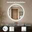 Miroir de salle de bain rond en aluminium noir de 61 cm (24 po) avec éclairage DEL - Miroir mural antibuée à intensité variable et 3 températures de couleur