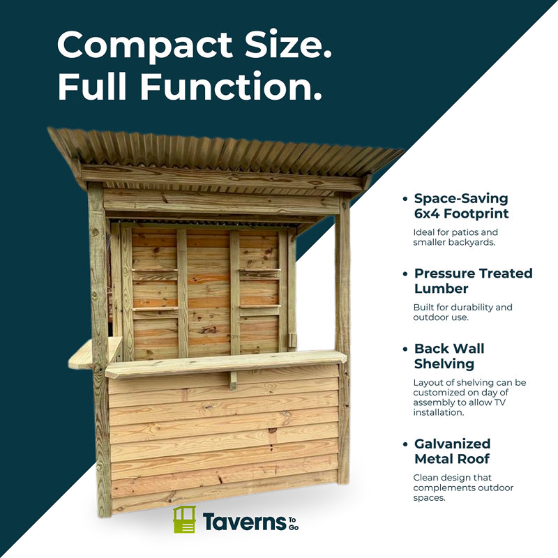 6' x 4' Backyard Bar - The Temple Bar - Delivered And Assembled For You