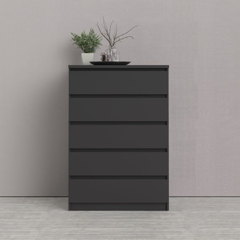 Bonaira 5 - Drawer Chest of Drawers, Black Matt