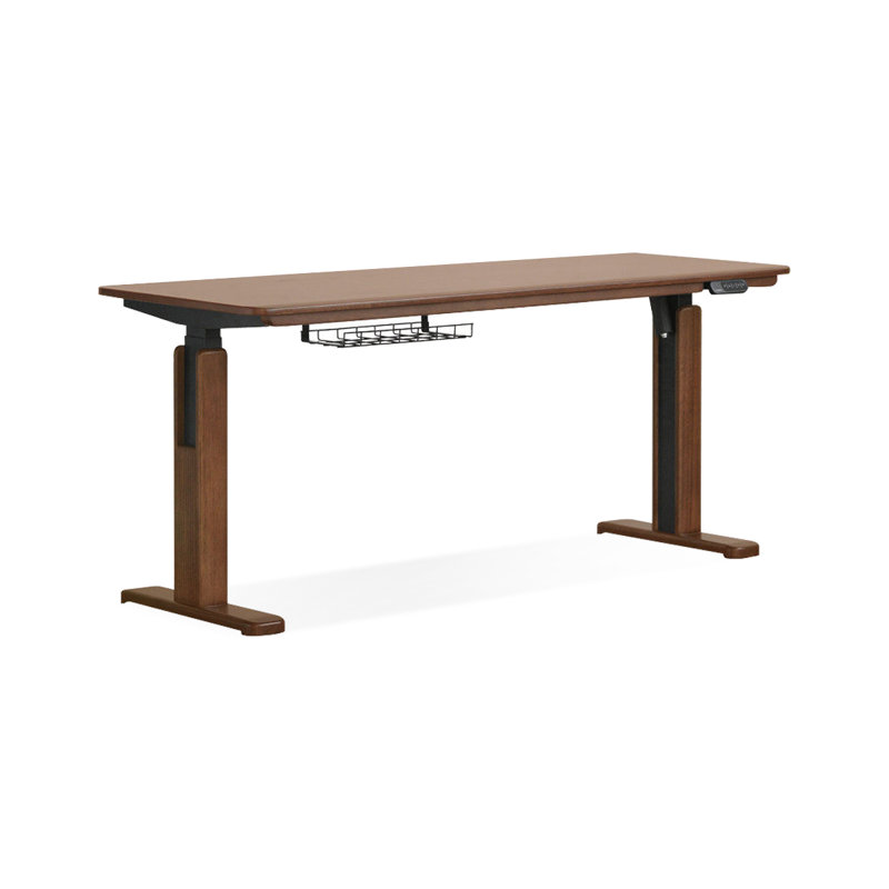Bureau rectangulaire en bois massif noyer, 28.35"H×62.99"L×25.59"W
