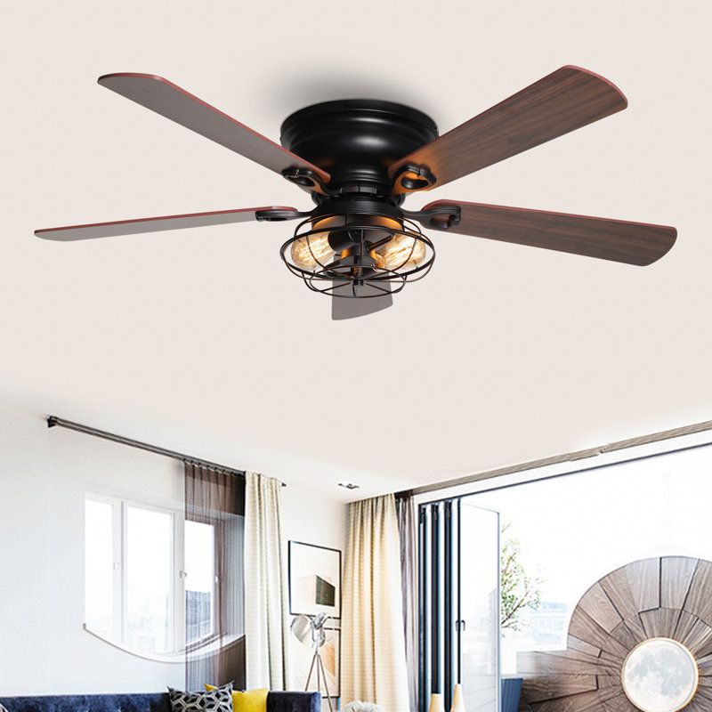Ventilateur de plafond encastré 48 po avec ensemble d'éclairage et télécommande, moteur réversible à 3 vitesses, minuterie
