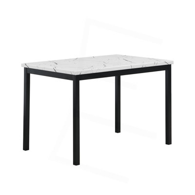 Lynnhaven Dining Table with Laminated Faux Marble Top and Metal Legs