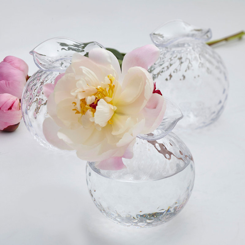 Handmade Glass Table Vase, 4.5" H x 4" W x 4" D, Clear