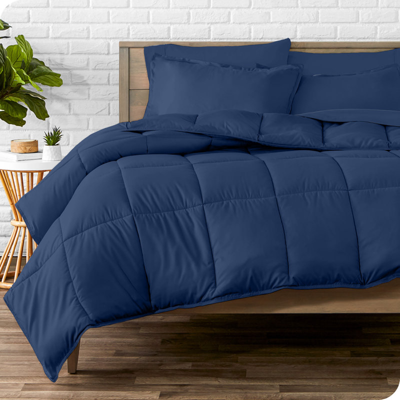 Microfiber Bed-In-A-Bag, Dark Blue/Dark Blue, Full Comforter + 6 Additional Pieces
