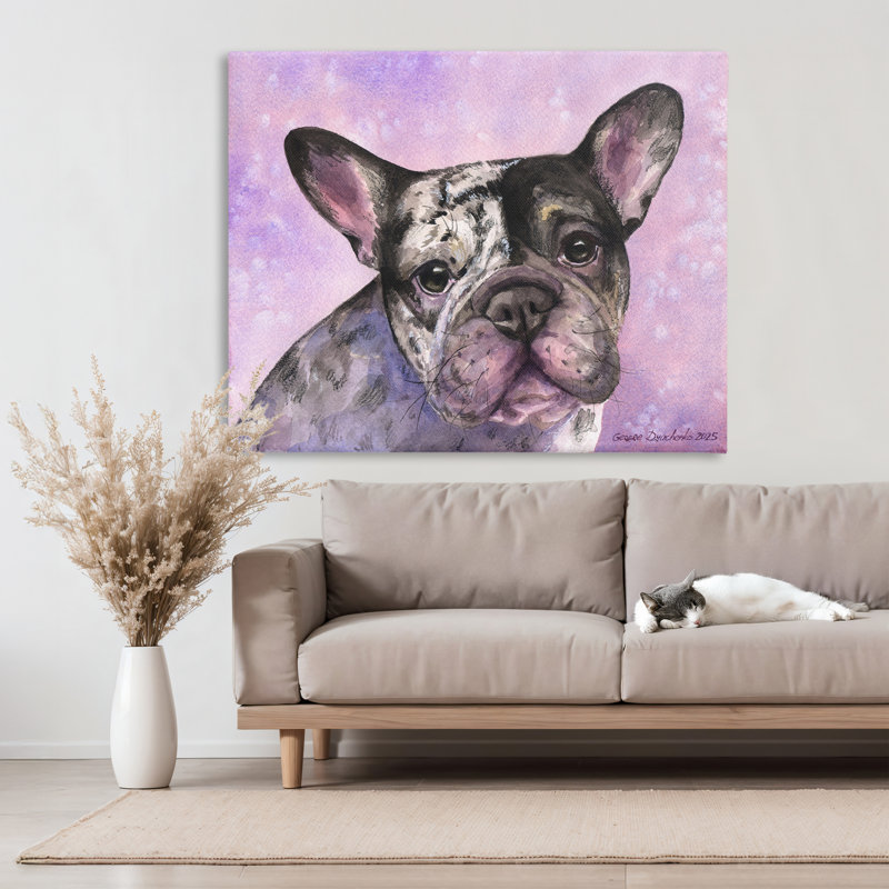 Toile de bouledogue français Harlequin, conception de George Dyachenko, H 36 po x l 48 po