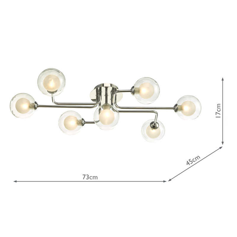Zanesfield Semi Flush Mount, Clear/Opal