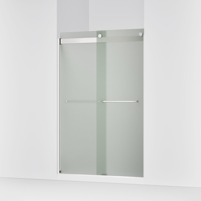 Levity 47.63" x 74" Bypass Shower Door with CleanCoat® Technology, Bright Silver, Frosted