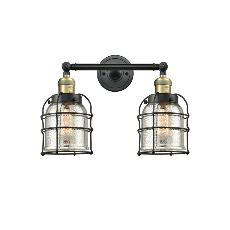 Éclairage pour salle de bain 2 lumières Gastelum, Ampoule DEL 6 watts Vinage, Laiton antique noir, Argent mercuré plaqué