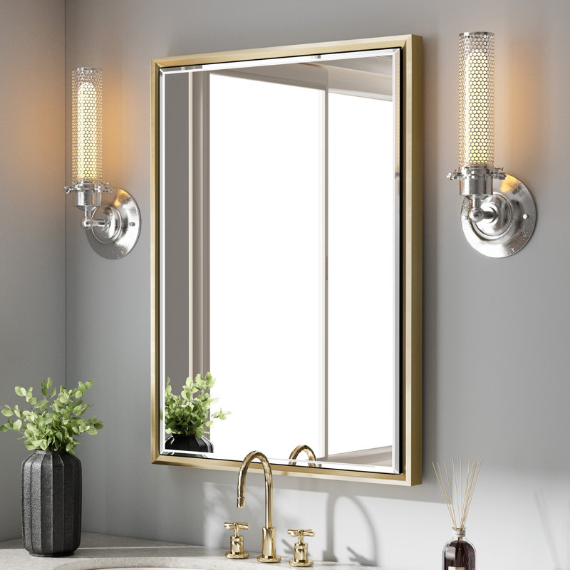 Miroir mural Lohoski, Or brossé, 32 po x 24 po