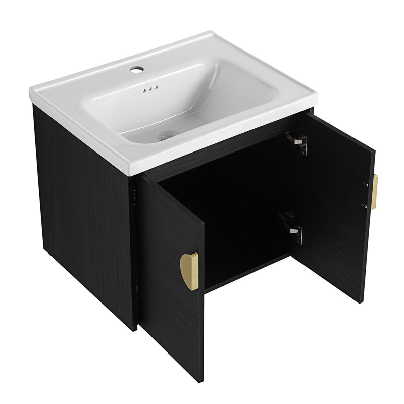 Meuble-lavabo à fermeture en douceur avec lavabo