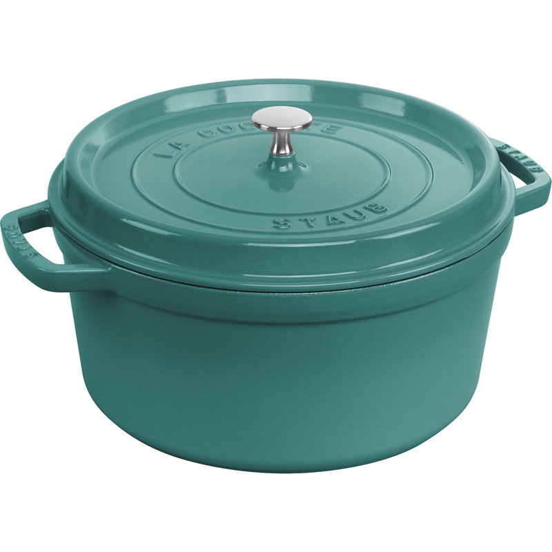 La Cocotte Cast Iron Round Cocotte, Turquoise, 7 quarts