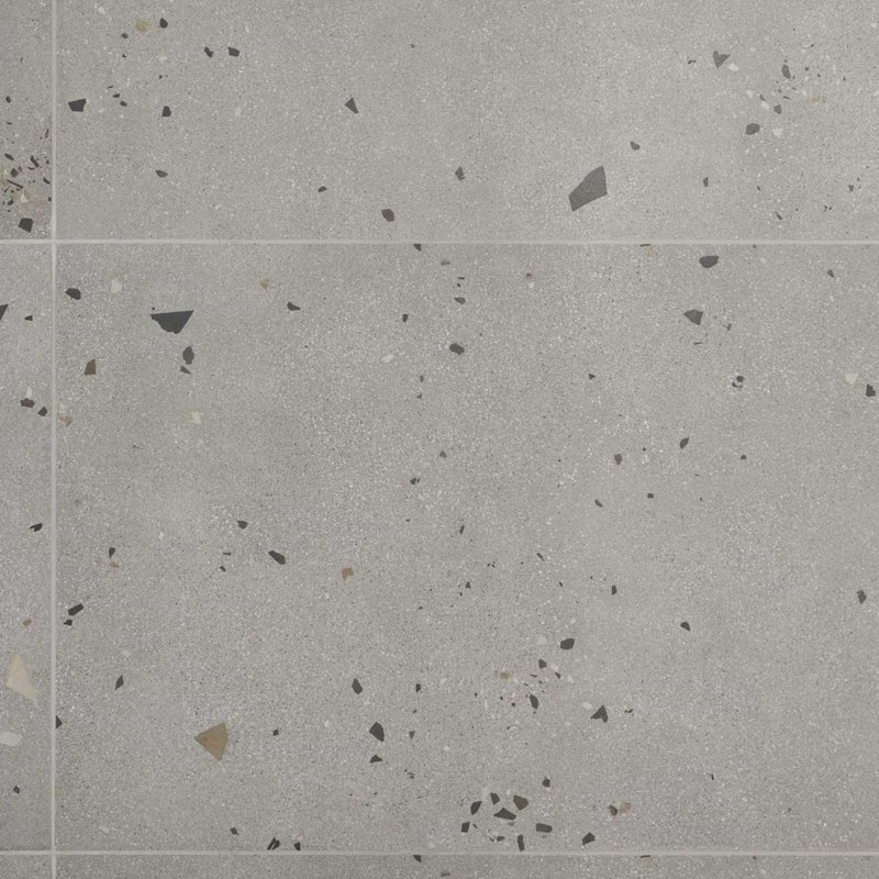 Kobe 24x48 Matte Terrazzo Look Porcelain Tile, Smoke Gray