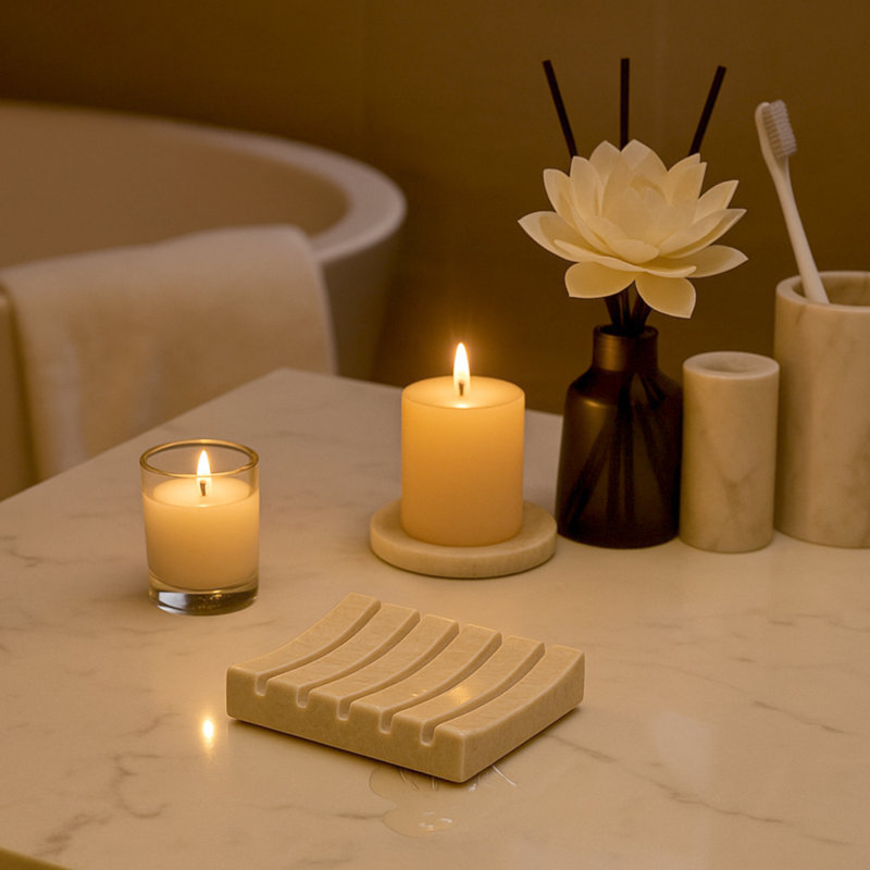  Accessoire de cuisine pour salle de bain en marbre Natural Champagne