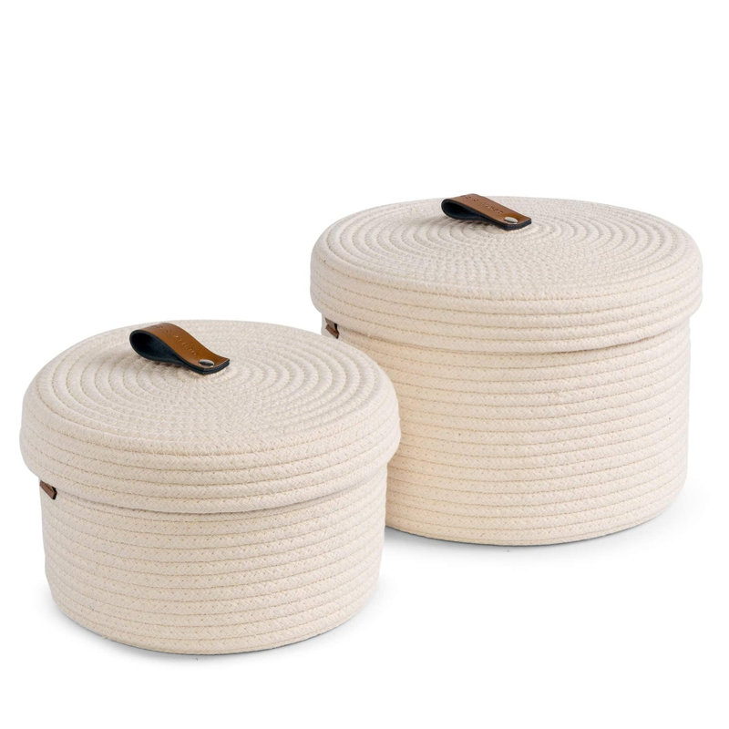 Beachcrest Home Cotton Decorative Bin, White