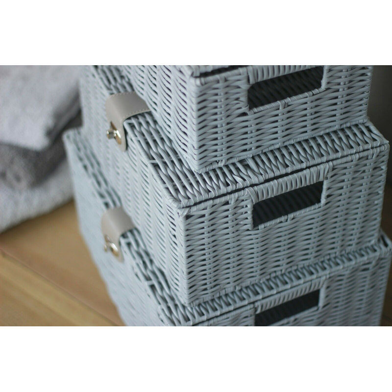 Wicker Laundry Set, Grey
