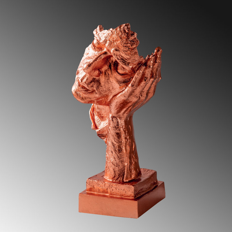Hand-Painted Decorative Object, Copper Color, 6.3 x 13.0 x 5.5 inches | 100% Polyester Material | Unique Art Piece with Distinctive Color Tones & Textures | Perfect for Home Décor & Accent Displays