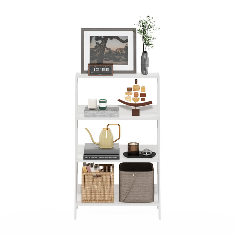 Bibliothèque échelle Casiana, Blanc, (4 tablettes) H 38,4 po x l 23,6 po x P 10,9 po