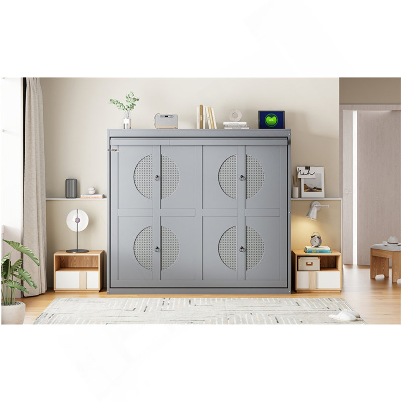 Full Size Murphy Bed Wall Bed,Gray