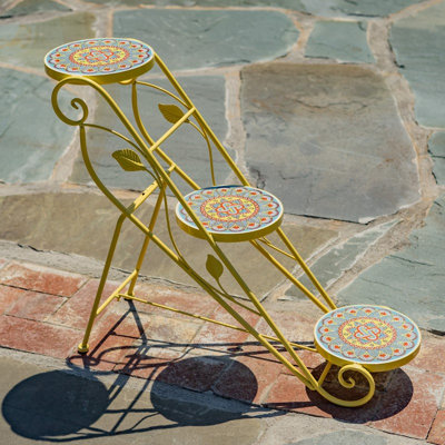 23.5in. Tall Palermo Mosaic Staggered Three-Tier Plant Stand