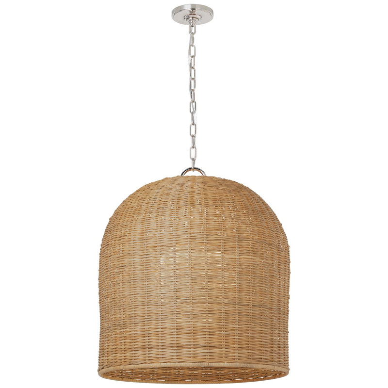Nancy 3 - Light Pendant, Polished Nickel, Natural Wicker, 28.25" H x 25.25" W x 25.25" D
