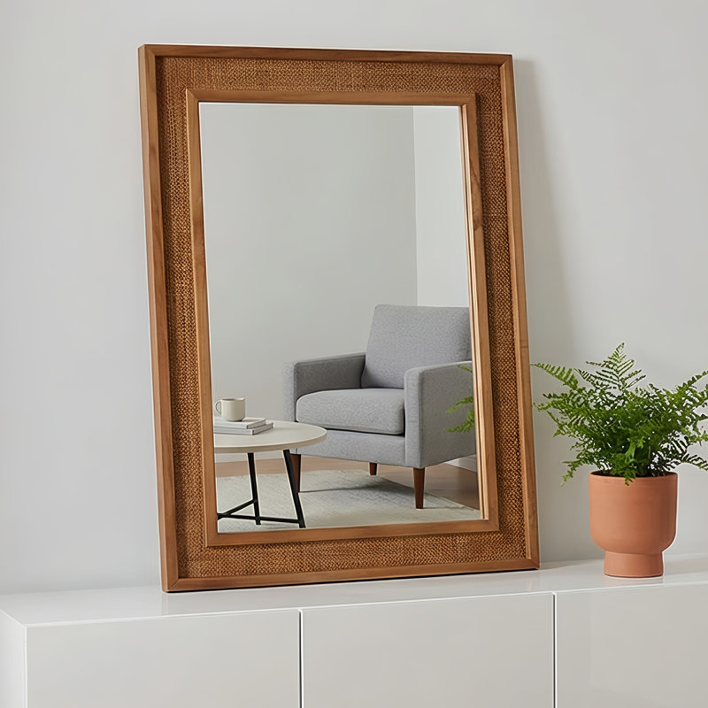 Miroir décoratif rectangulaire, 30" H x 20" W, Yellowish Brown